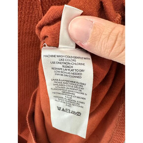 ANTHROPOLOGIE Orange Waffle Knit Long Sleeve Top Flare Crochet Cuff Boho Medium - Picture 8 of 8